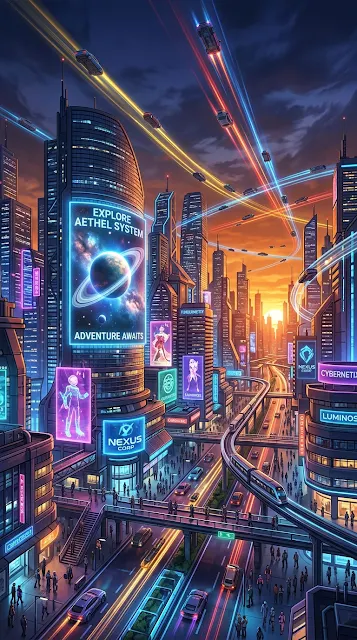 Futuristic Cityscape at Dusk with Neon Skyline and Flying Cars - Free 4K & 8K mobile Wallpaper