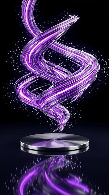 Futuristic Spiral Structure with Sparkling Dots on Mirror Surface - Free 4K & 8K mobile Wallpaper