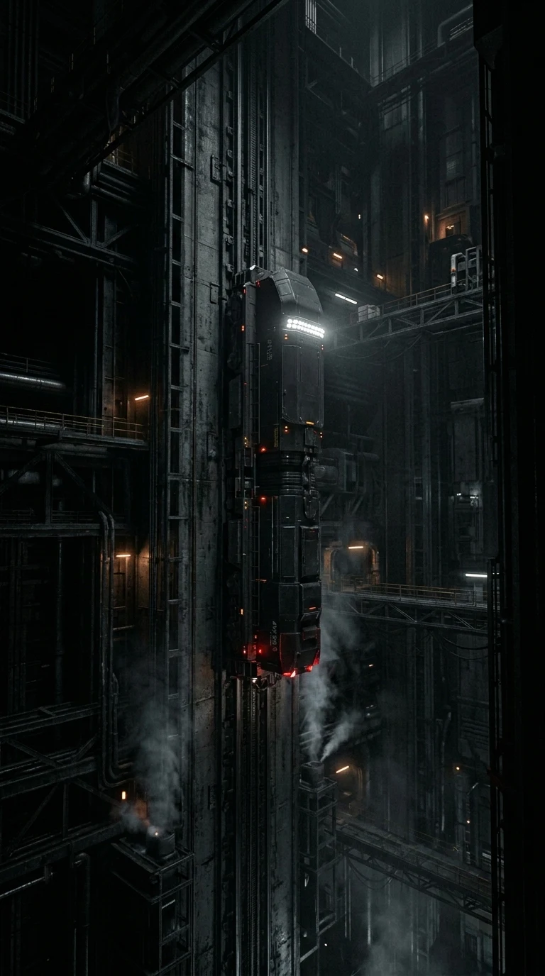 Download Futuristic Vertical Train inside Megastructure Shaft Wallpaper Wallpaper in 4K UHD Futuristic Vertical Train inside Megastructure Shaft Wallpaper - Free 8K and 4K mobile Wallpaper Background