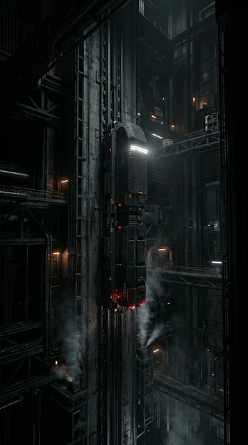 Futuristic Vertical Train inside Megastructure Shaft Wallpaper - Free 4K & 8K mobile Wallpaper