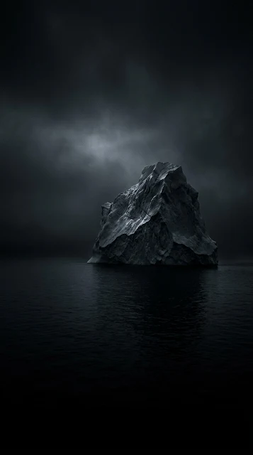 Giant Solitary Iceberg in Moonlit Black Ocean Wallpaper - Free 4K & 8K mobile Wallpaper