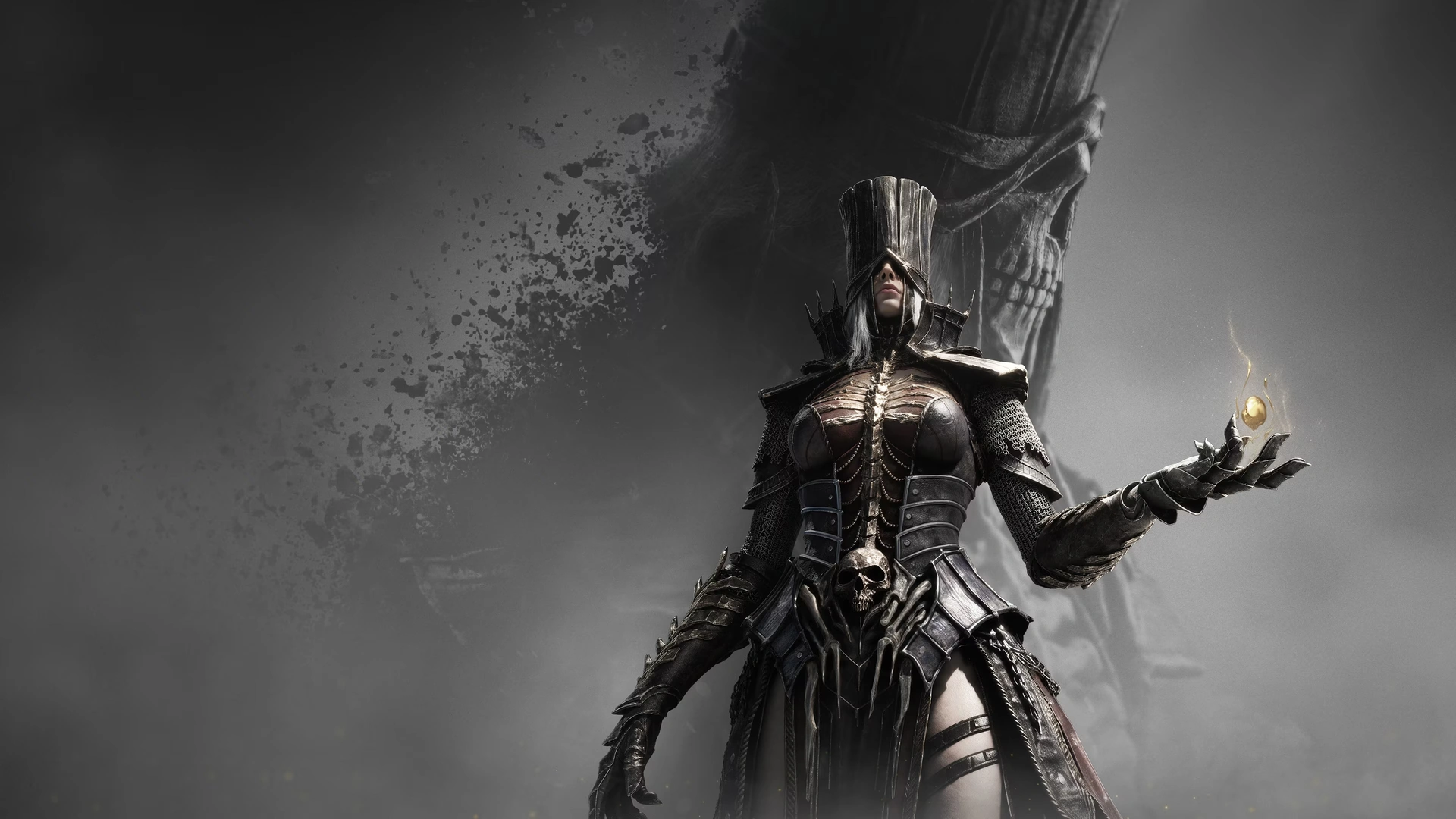 Dark Fantasy Necromancer Glowing Ember 4K - Free 4K desktop Wallpaper
