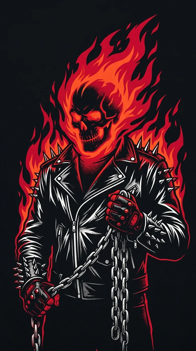 Download Graphic Illustration of Skeletal Rider Skull with Burning Red Flames Wallpaper in 4K UHD Graphic Illustration of Skeletal Rider Skull with Burning Red Flames - Free 8K and 4K mobile Wallpaper Background