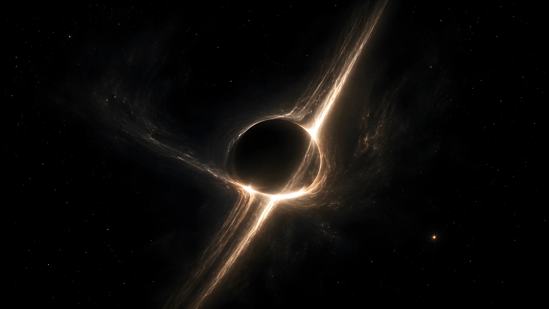 Gravitational light distortion surrounding dark cosmic black hole void - Free 4K desktop Wallpaper