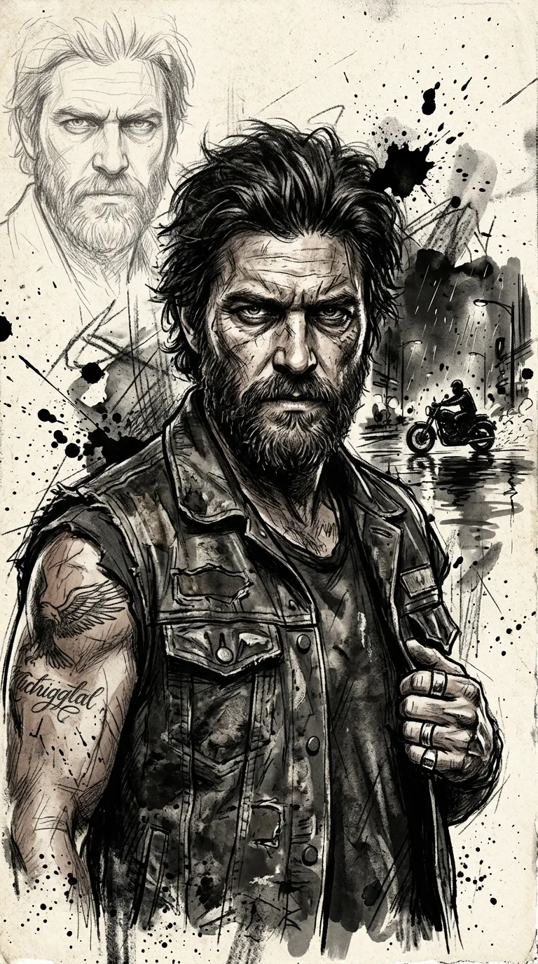 Download Gritty Ink and Charcoal Sketch Portrait of Daryl Dixon Wallpaper in 4K UHD Gritty Ink and Charcoal Sketch Portrait of Daryl Dixon - Free 8K and 4K mobile Wallpaper Background