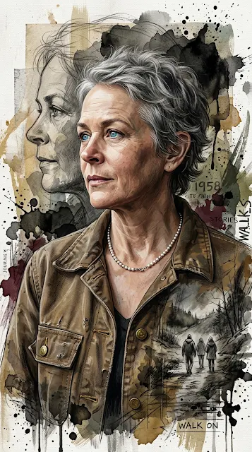 Gritty Mixed-Media Digital Portrait of Carol Peletier - Free 4K & 8K mobile Wallpaper