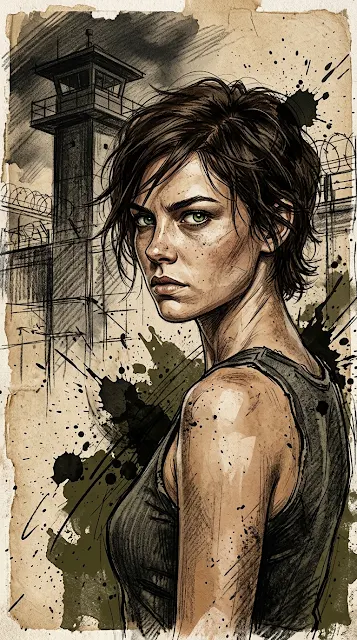 Grunge Portrait Illustration of Maggie Greene in Earthy Tones - Free 4K & 8K mobile Wallpaper