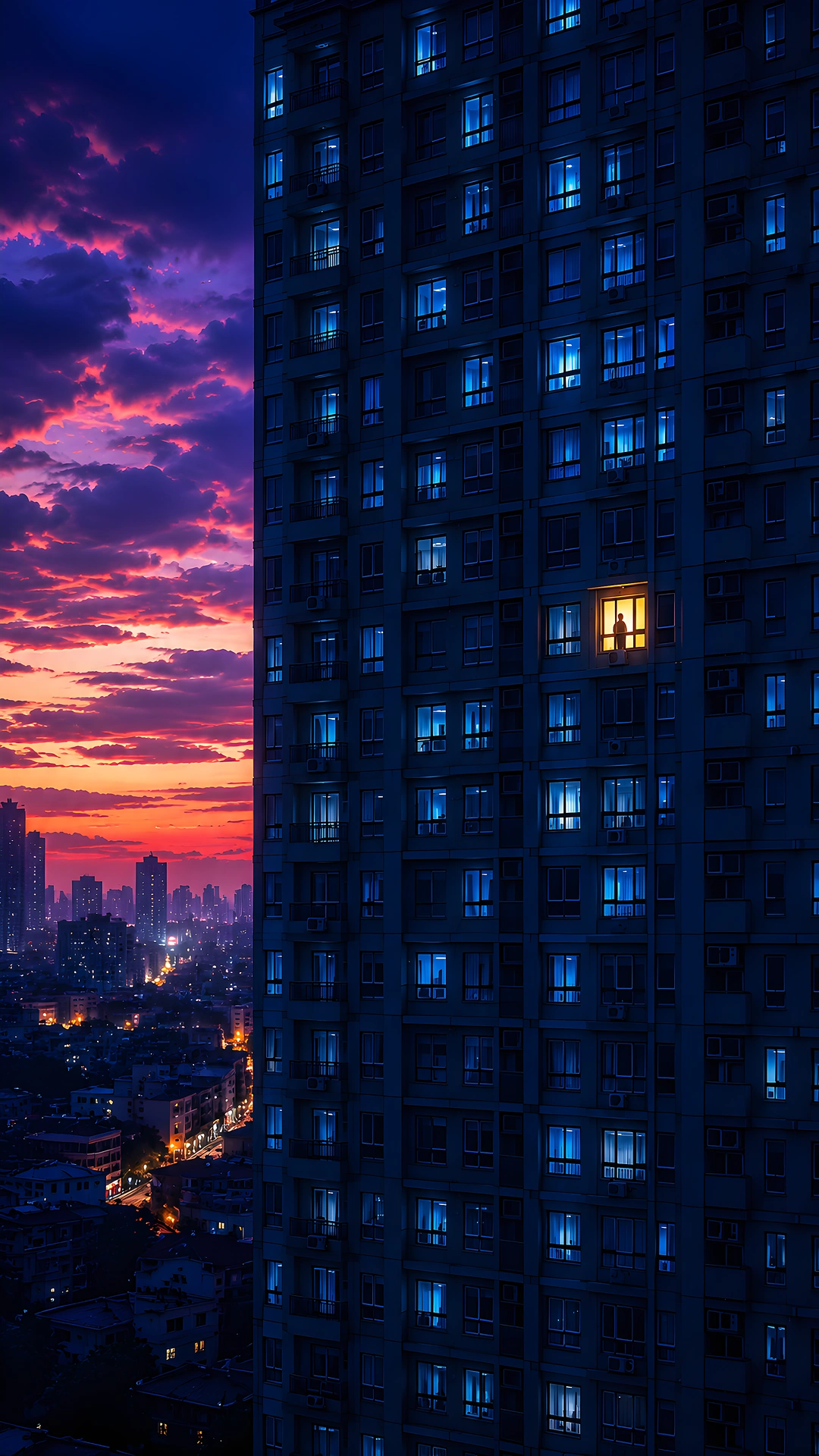 City Apartment Tower Sunset View 4K - Free 4K mobile Wallpaper