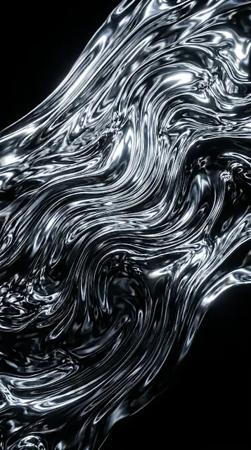 High-Viscosity Liquid Chrome and Mercury Abstract Flow - Free 4K & 8K mobile Wallpaper
