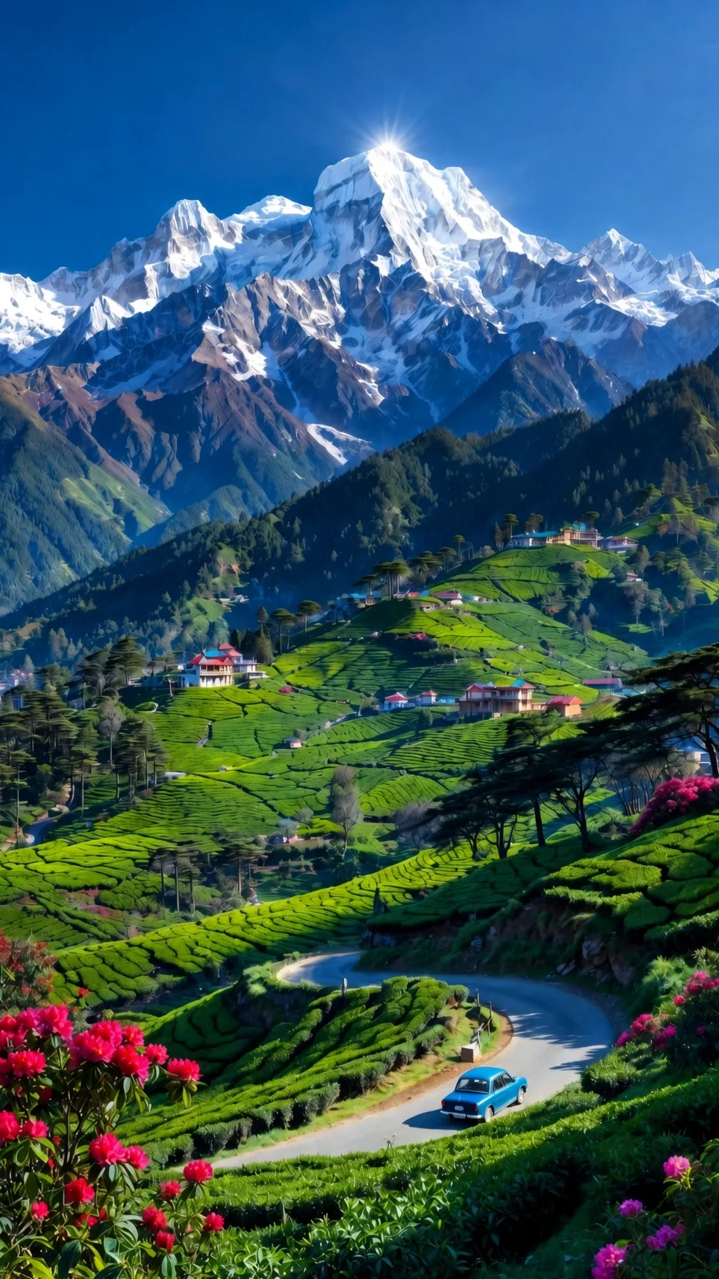 Himalayan Peak Tea Garden Road 4K - Free 4K mobile Wallpaper