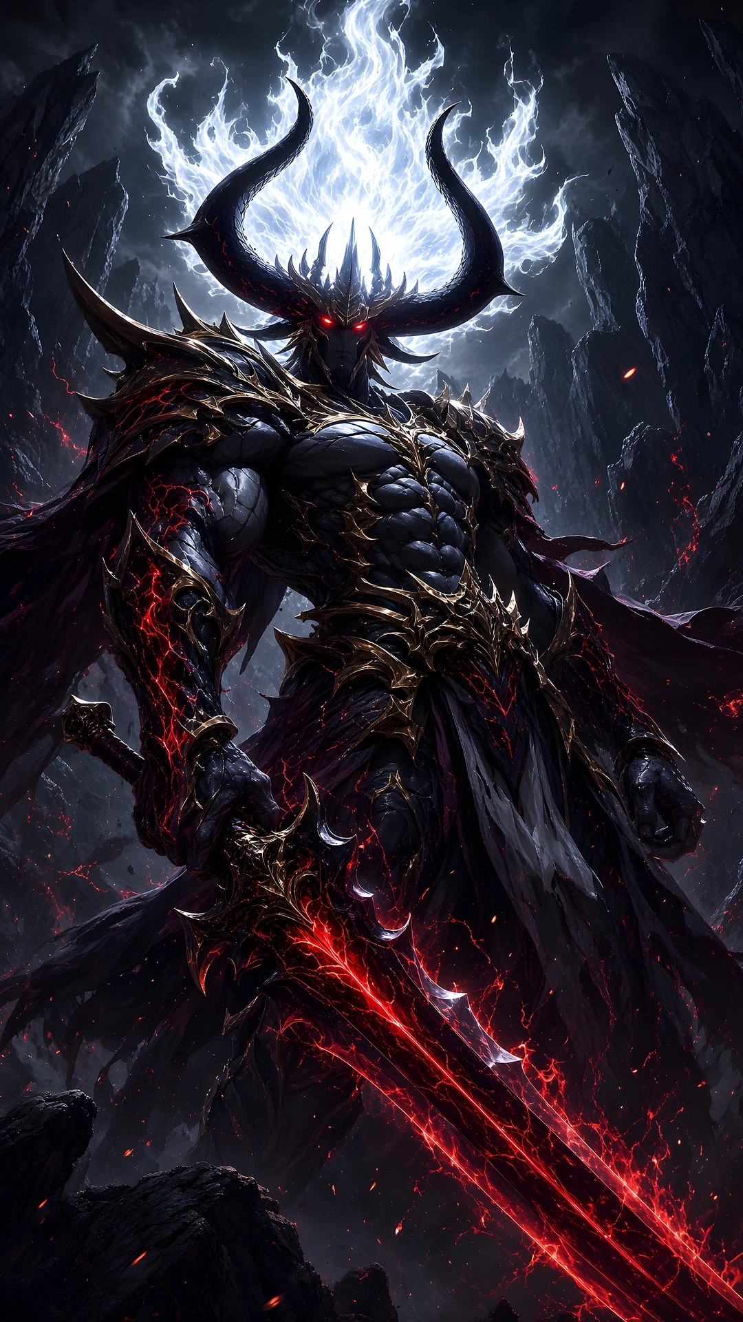 Horned Demon King Magma Sword 4K - Free 4K mobile Wallpaper