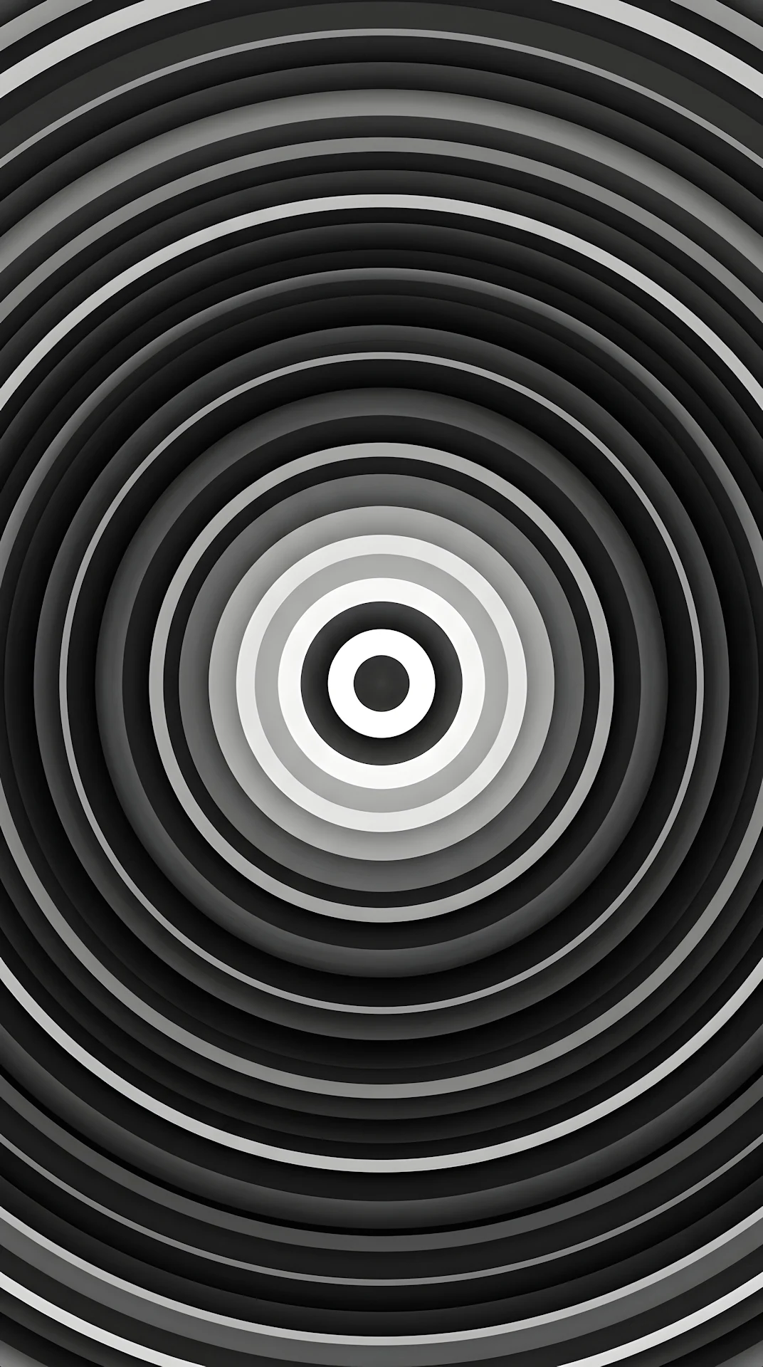Hypnotic Concentric Circles in Black and White Velvet Gradient - Free 4K mobile Wallpaper