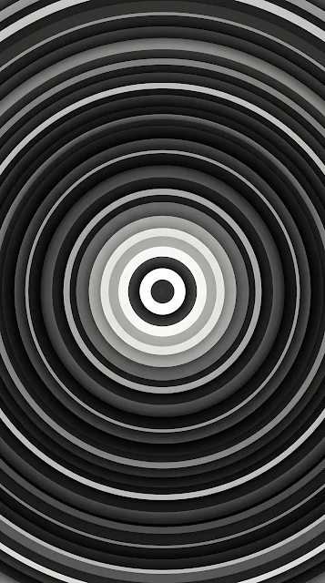 Hypnotic Concentric Circles in Black and White Velvet Gradient - Free mobile Wallpaper