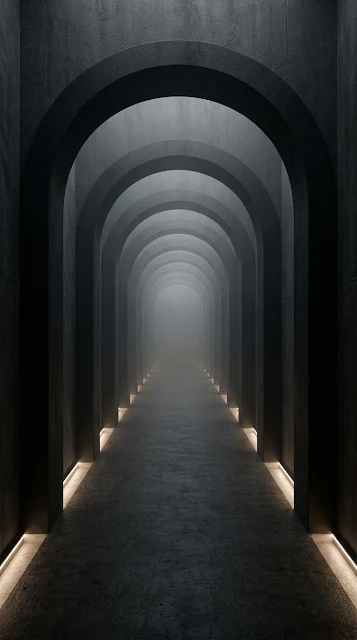 Infinite Black Arch Corridor Minimalist Architecture Wallpaper - Free 4K & 8K mobile Wallpaper