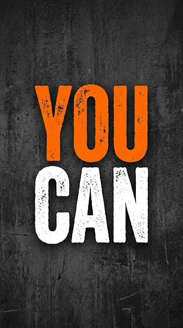 Inspirational Typography: YOU CAN in Orange and White Gradient - Free 4K & 8K mobile Wallpaper