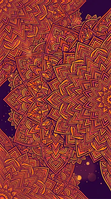 Intricate Purple and Orange Mandala Pattern Background - Free 4K & 8K mobile Wallpaper