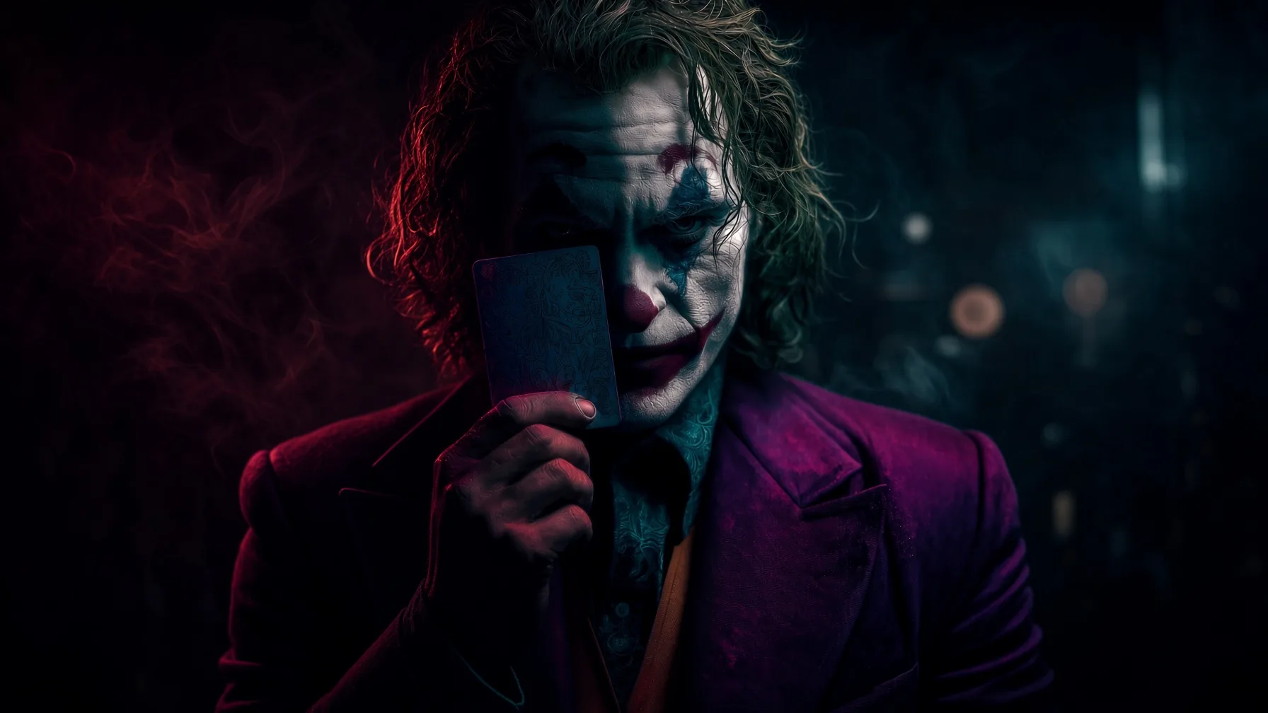 Joker Holding Card Shadow Portrait 4K - Free 4K desktop Wallpaper