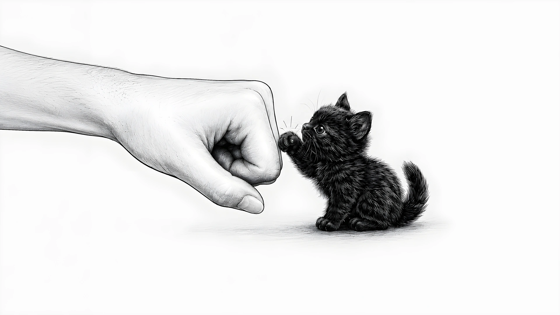Download Kitten Fist Bump Charcoal Sketch HD 4K Wallpaper Kitten Fist Bump Charcoal Sketch HD - Free 4K desktop Wallpaper