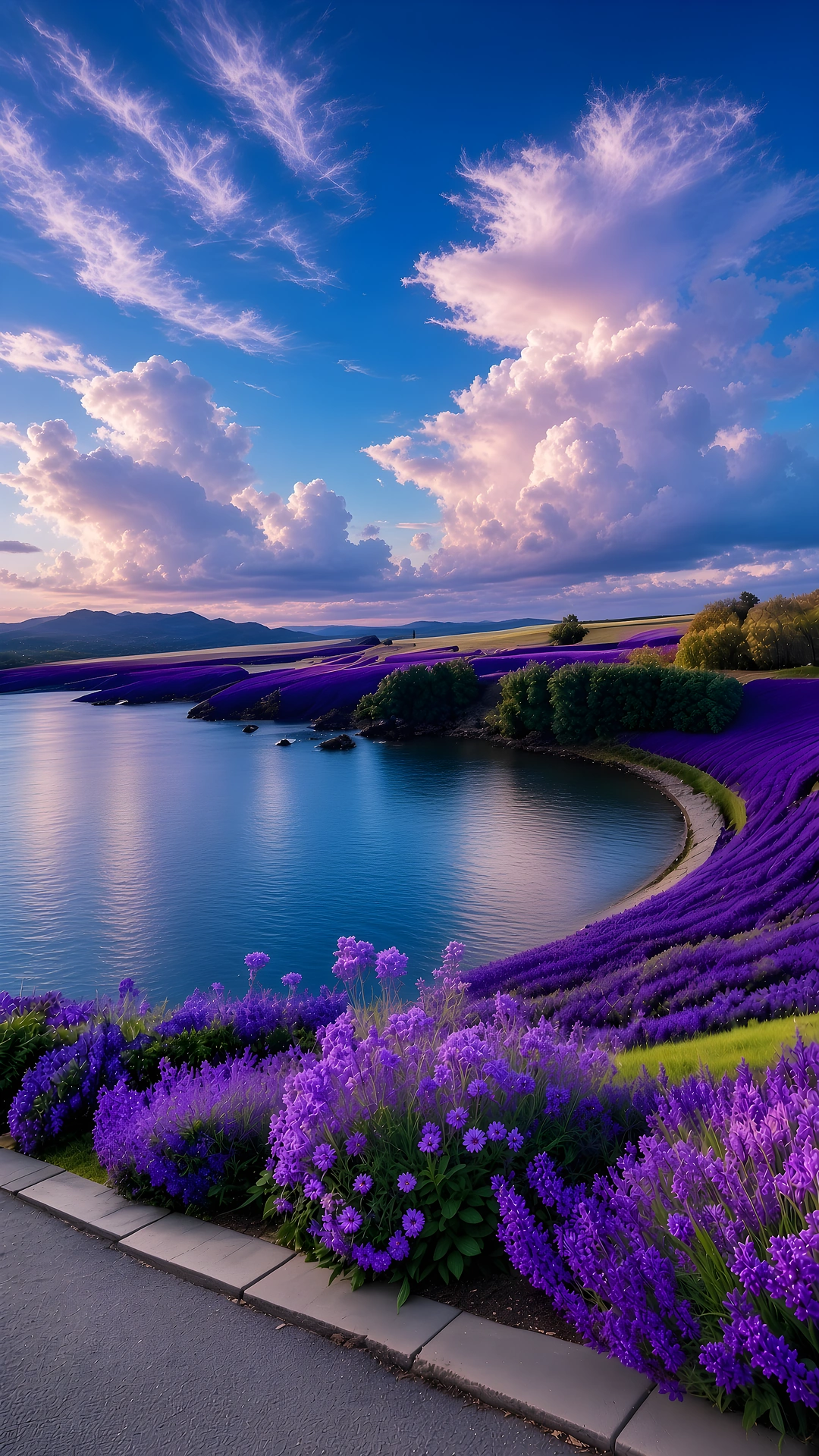 Download Lavender Field Lake Shoreline Sunset 4K 4K Wallpaper Lavender Field Lake Shoreline Sunset 4K - Free 4K mobile Wallpaper