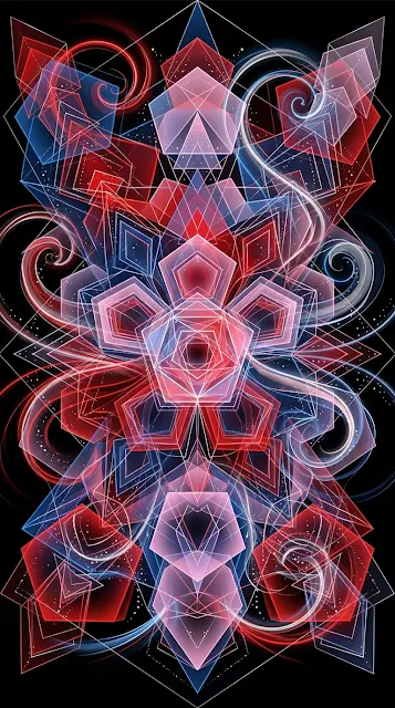 Layered Geometric Abstract with Pentagons and Diamonds - Free 4K & 8K mobile Wallpaper
