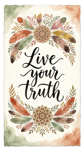 Live Your Truth Boho Watercolor Calligraphy Art - Free 4K & 8K mobile Wallpaper