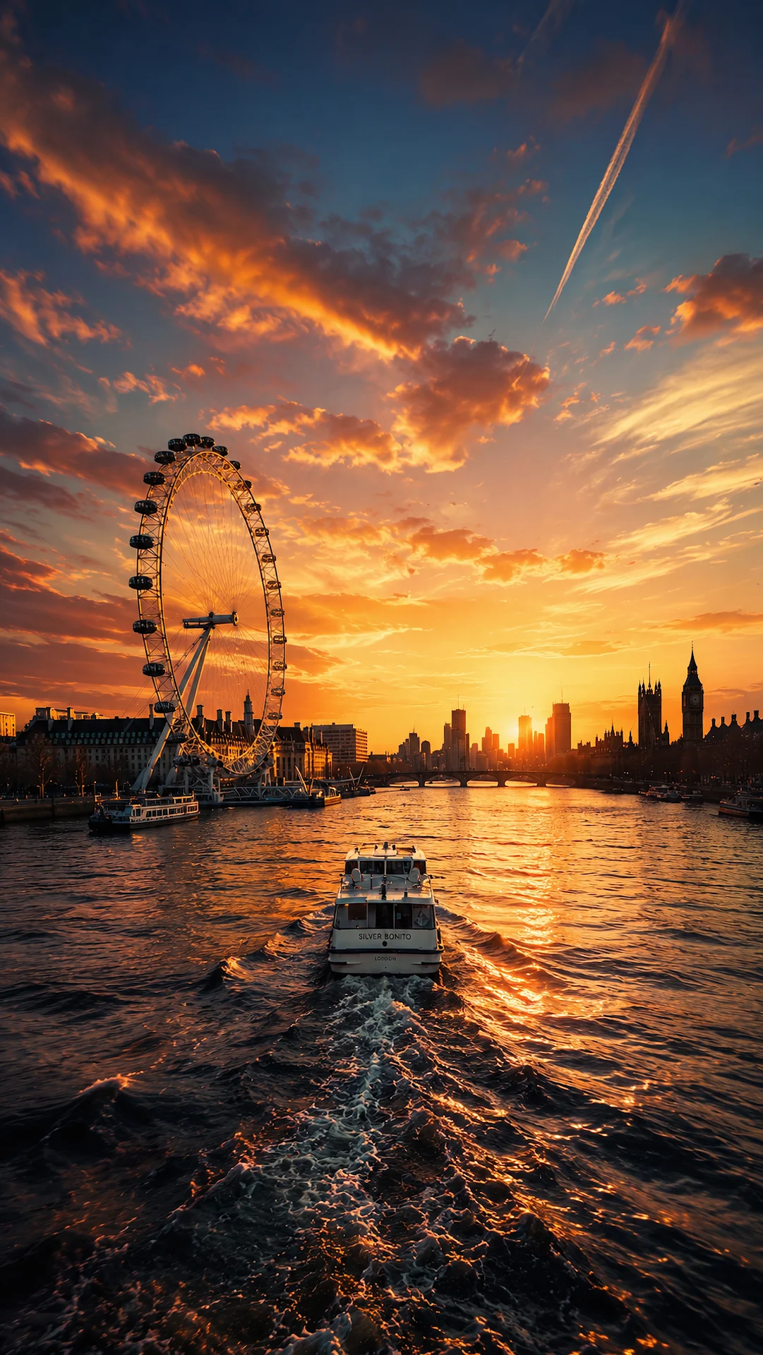 London Eye Golden Sunset River Thames 4K Mobile Wallpaper - Free 4K mobile Wallpaper