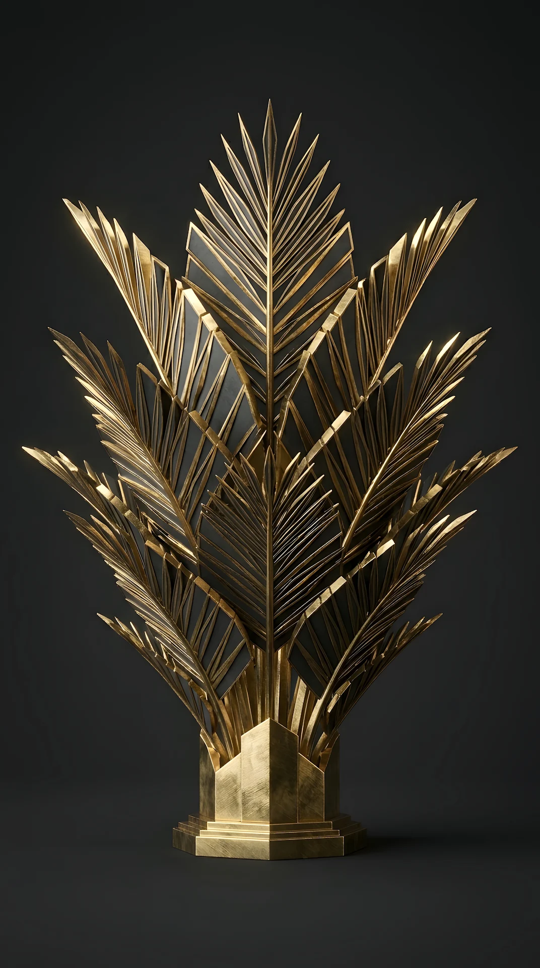 Luxury Tropical Art Deco Brass Palm Leaves Background - Free 4K mobile Wallpaper