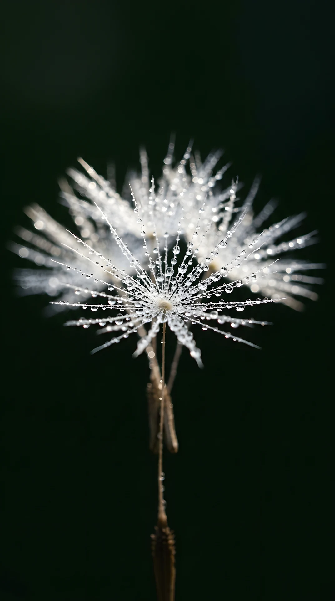 Macro Photography Of Dandelion Seeds With Water Droplets - Free 4K mobile Wallpaper