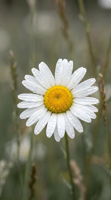 Macro Photography Of A White Daisy With Water Droplets - Free mobile Wallpaper