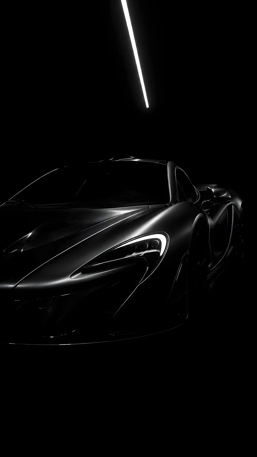 Matte Black Stealth Hypercar Studio Light Wallpaper - Free 4K mobile Wallpaper