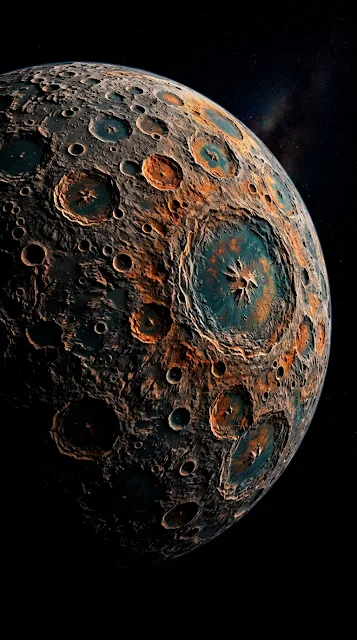 Mercury Like Textured Planet in Dark Space - Free 4K & 8K mobile Wallpaper