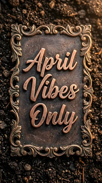 Metallic Embossed 'April Vibes Only' Quote on Granular Background - Free mobile Wallpaper