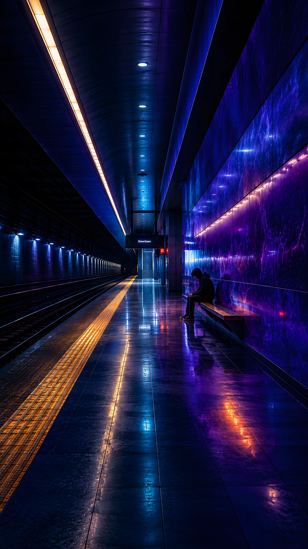 Subway Platform Neon Purple Metro 4K - Free 4K mobile Wallpaper
