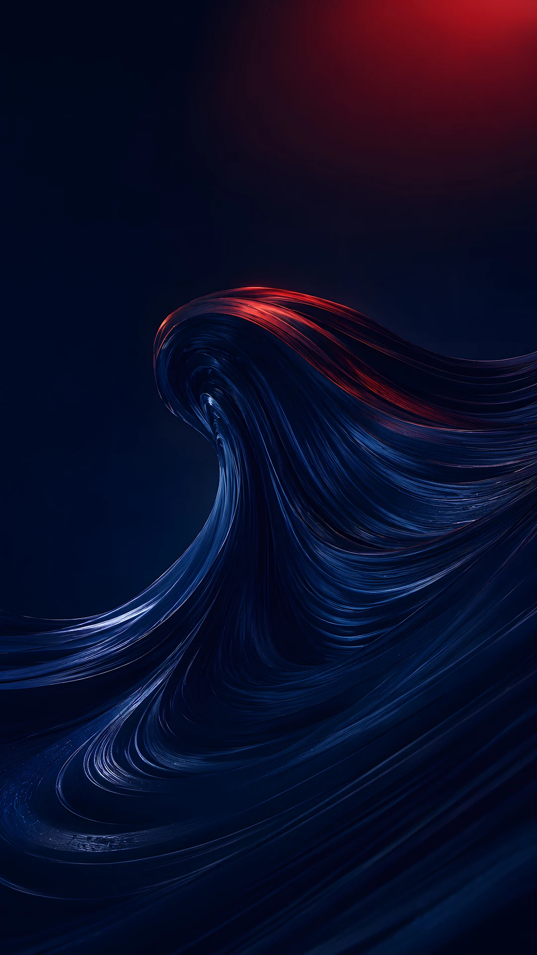 Midnight Blue Wave With a Crimson Glow - Free 4K mobile Wallpaper
