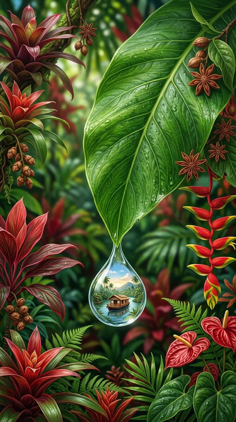 Download Miniature Houseboat Reflected in a Water Drop on a Large Leaf Wallpaper in 4K UHD Miniature Houseboat Reflected in a Water Drop on a Large Leaf - Free 8K and 4K mobile Wallpaper Background