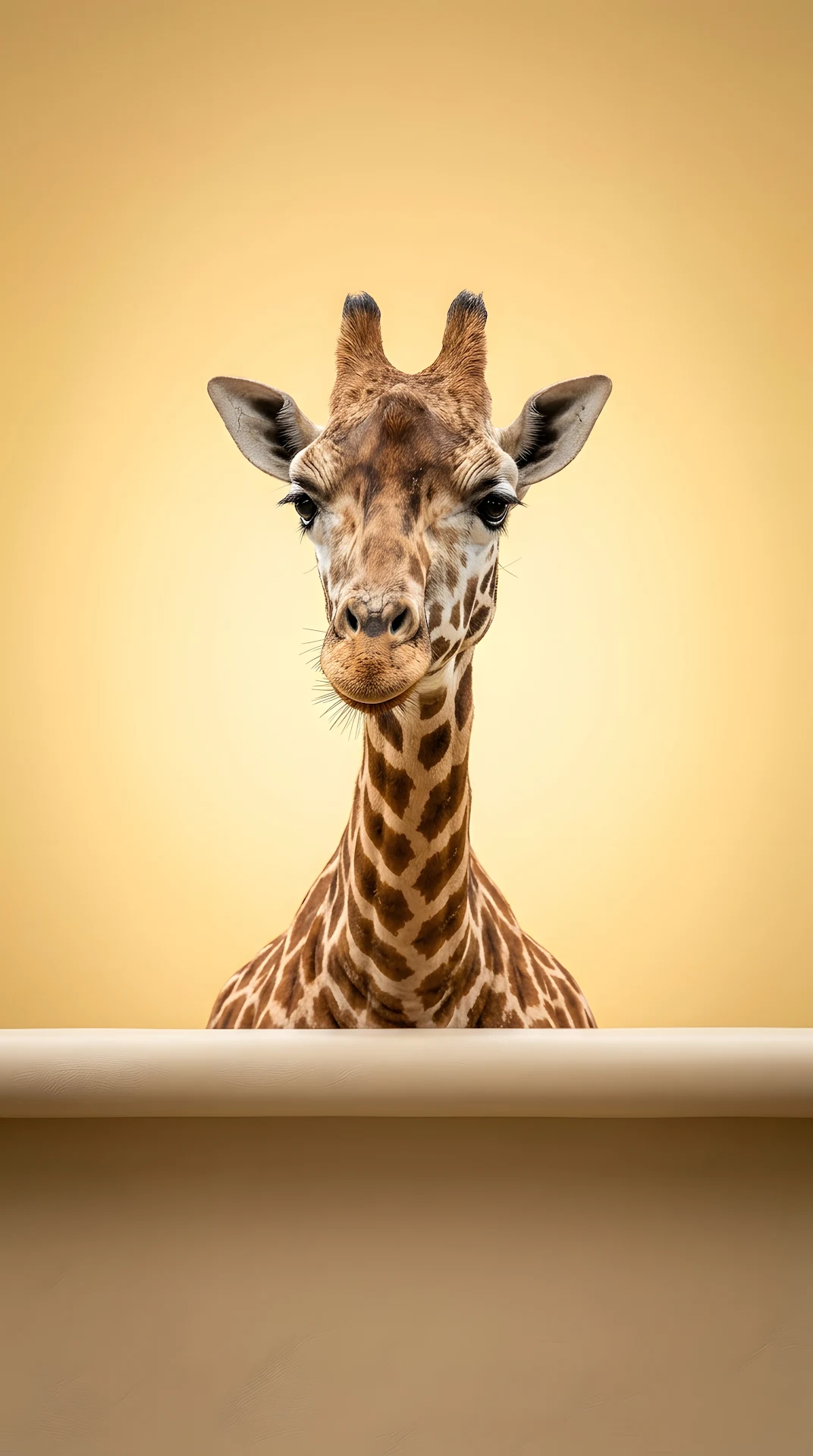 Minimal Giraffe Portrait Yellow Background - Free 4K mobile Wallpaper