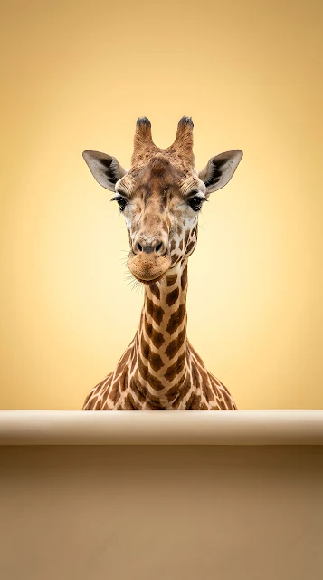 Minimal Giraffe Portrait Yellow Background - Free mobile Wallpaper