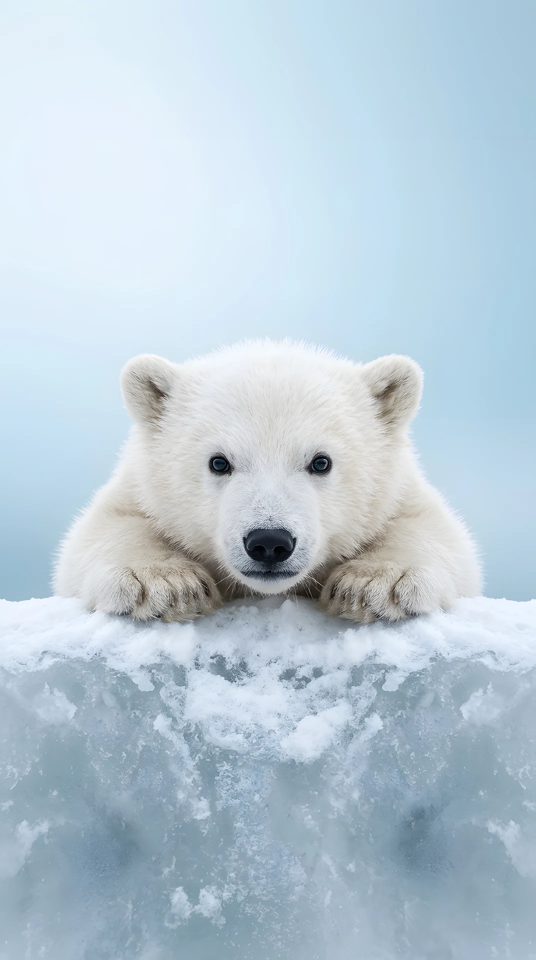 Minimal Polar Bear Cub Portrait - Free 4K mobile Wallpaper