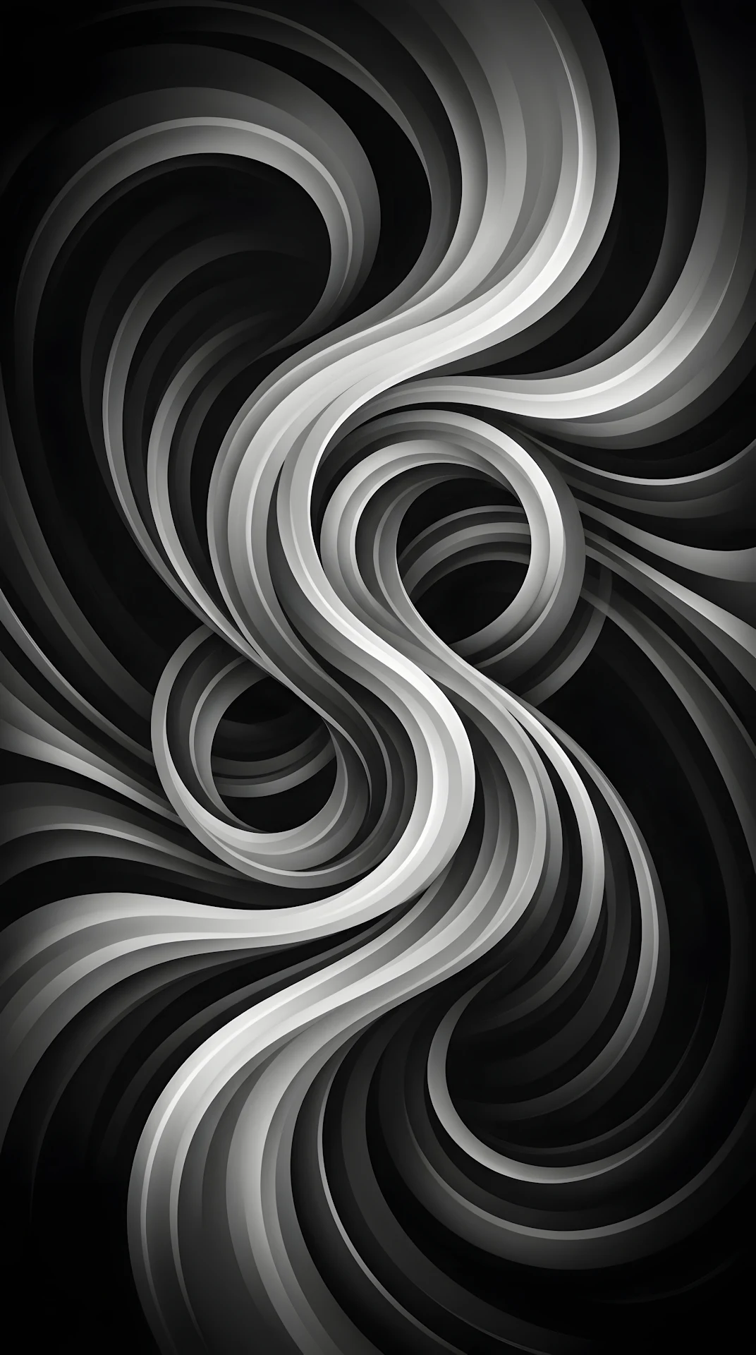 Minimalist Abstract Monochromatic Swirling Curves - Free 4K mobile Wallpaper