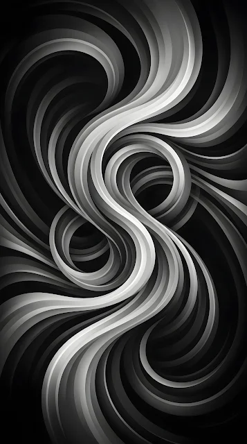 Minimalist Abstract Monochromatic Swirling Curves - Free mobile Wallpaper