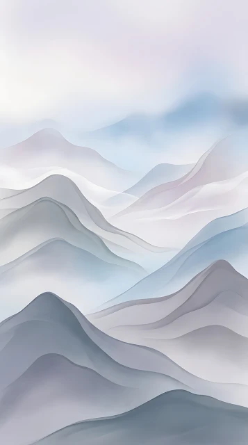 Minimalist Abstract Misty Mountain Range in Blue and Gray - Free mobile Wallpaper
