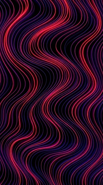 Minimalist Abstract Neon Red Wavy Lines on Black Background - Free 4K & 8K mobile Wallpaper