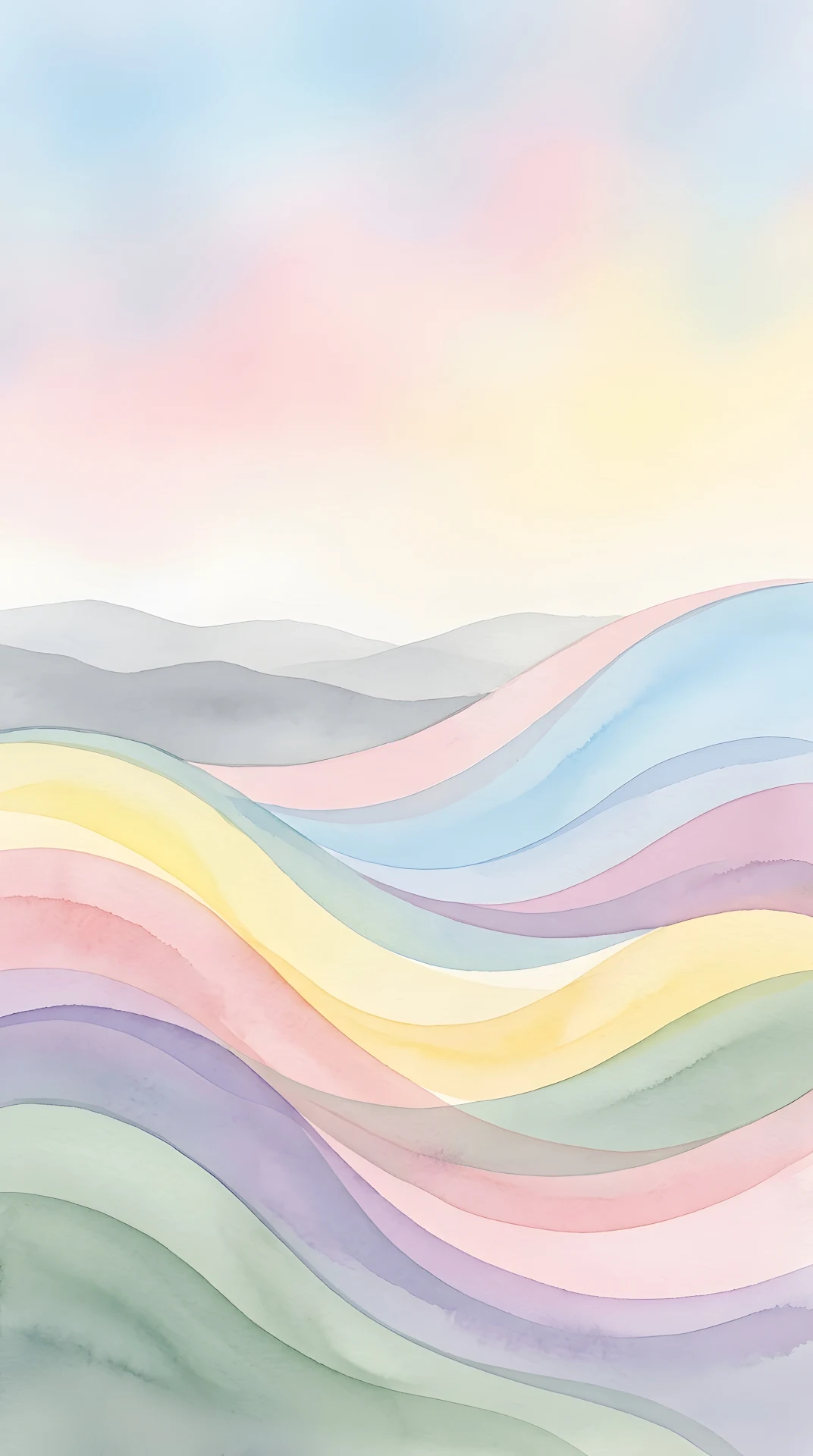 Minimalist Abstract Pastel Meadows with Rolling Blue and Pink Curves - Free 4K mobile Wallpaper
