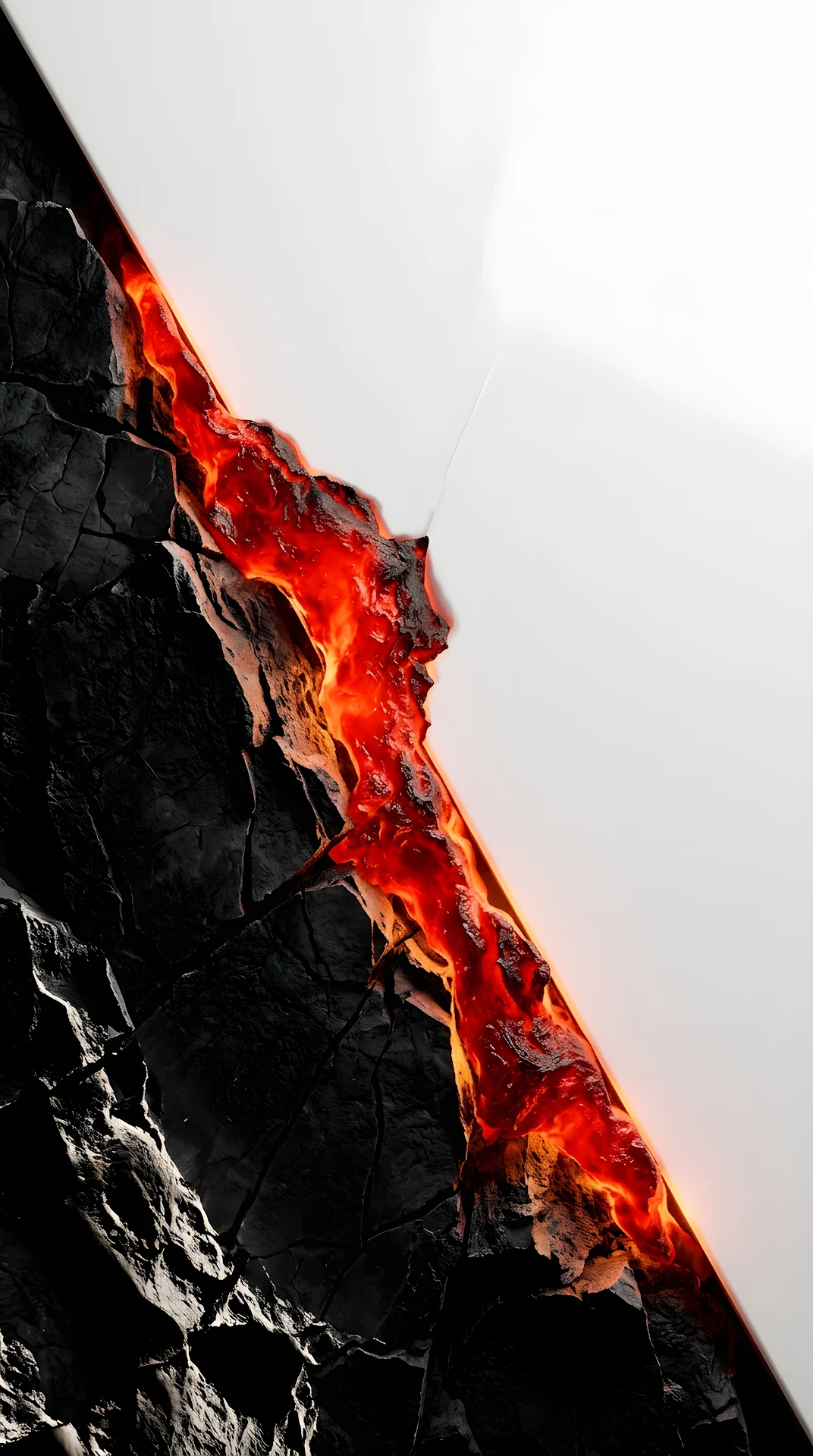 Minimalist Black Rock and White Surface Split by Glowing Magma - Free 4K mobile Wallpaper