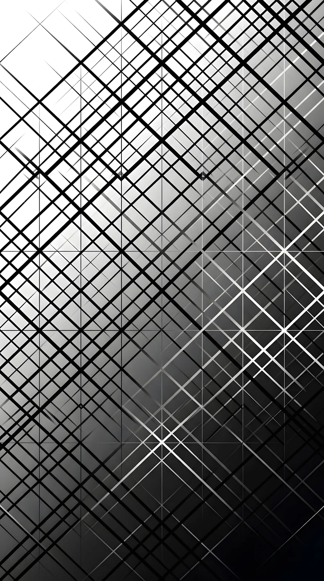 Minimalist Black and White Abstract Lattice Pattern with Diagonal Lines - Free 4K mobile Wallpaper