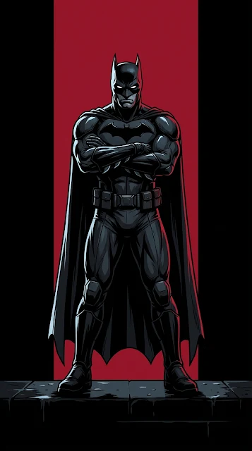 Minimalist Dark Knight Batman Red and Black Mobile Wallpaper - Free 4K & 8K mobile Wallpaper
