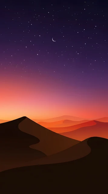 Minimalist Desert Landscape Silhouette at Dusk - Free mobile Wallpaper