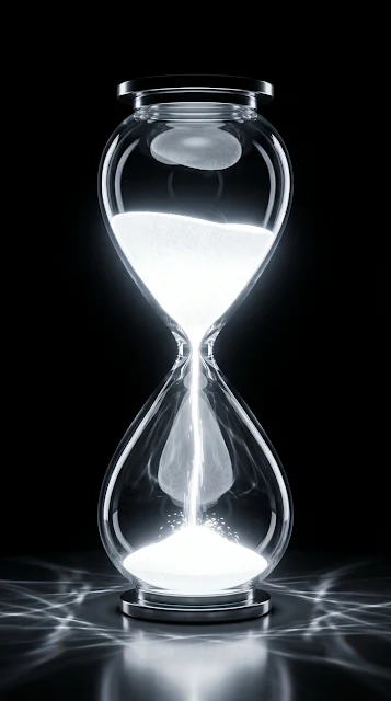 Minimalist Digital Hourglass with Glowing Sand Particles - Free 4K & 8K mobile Wallpaper