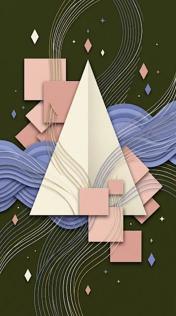 Minimalist Geometric Abstract with Ivory Mountain and Muted Tones - Free 4K & 8K mobile Wallpaper