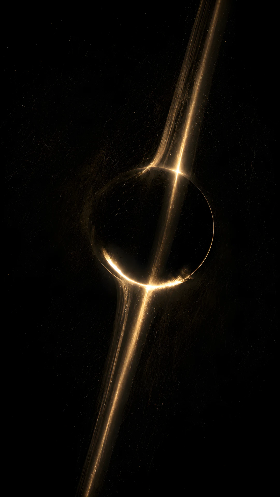 Minimalist Golden Light Ring Splitting Pitch Black Texture Background - Free 4K mobile Wallpaper